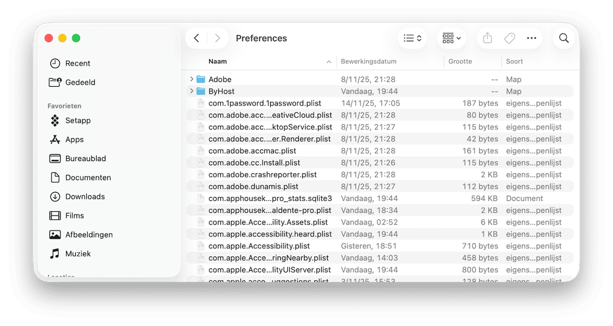 Stel de voorkeuren van de app opnieuw in