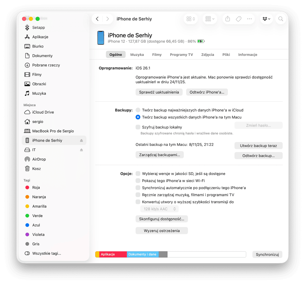 Usuń stare backupy iOS