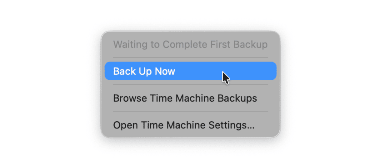 How to create Time Machine backup on Mac via menu bar