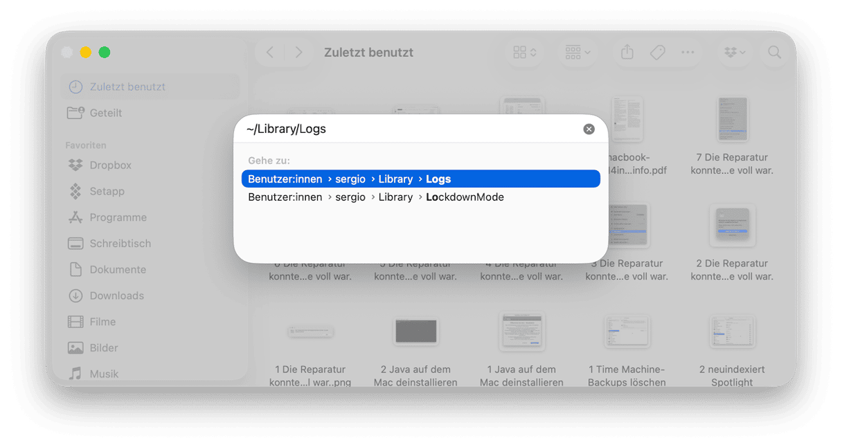 Mac-Protokolldateien l&ouml;schen