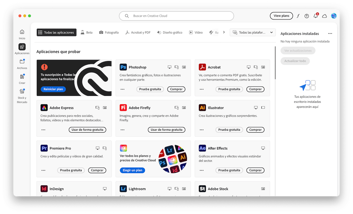 Usa la app de Creative Cloud