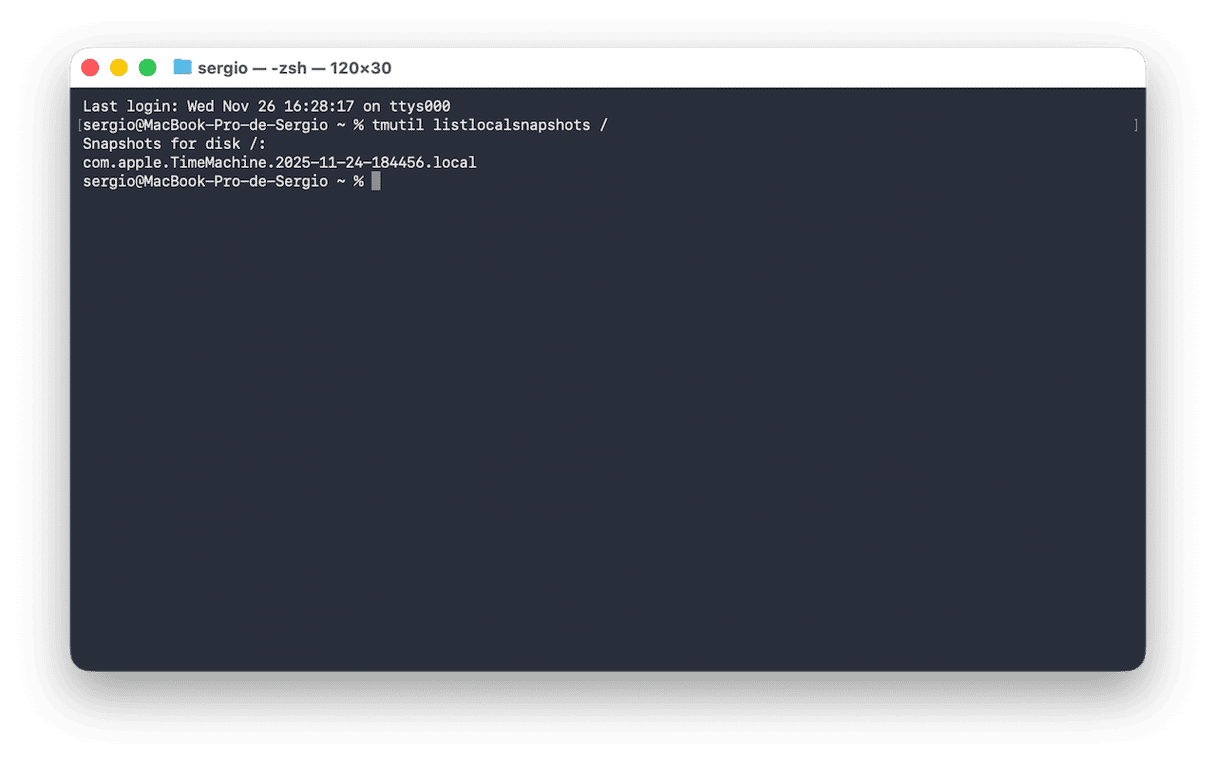Time Machineのスナップショットを削除