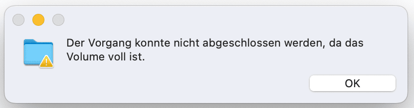 &bdquo;Der Vorgang kann nicht abgeschlossen werden, da die Festplatte voll ist&ldquo;? &ndash; Was bedeutet das?