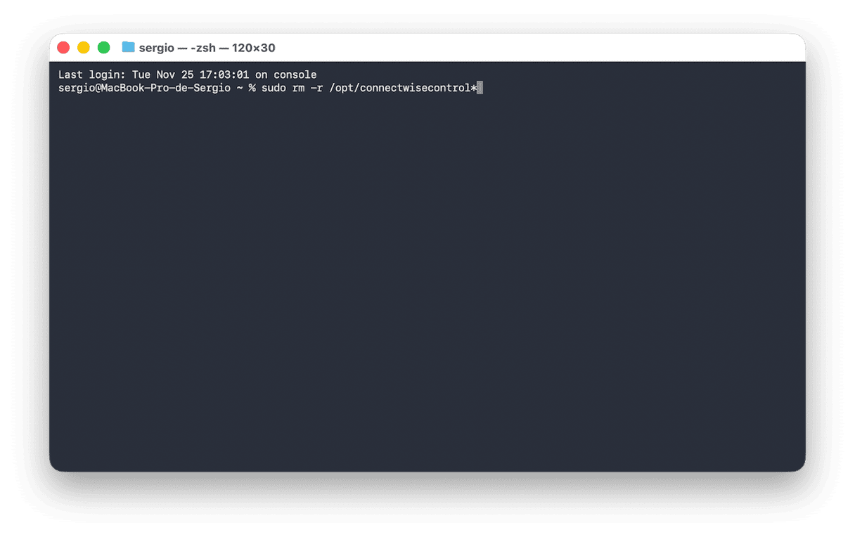 Come disinstallare ScreenConnect con il Terminale