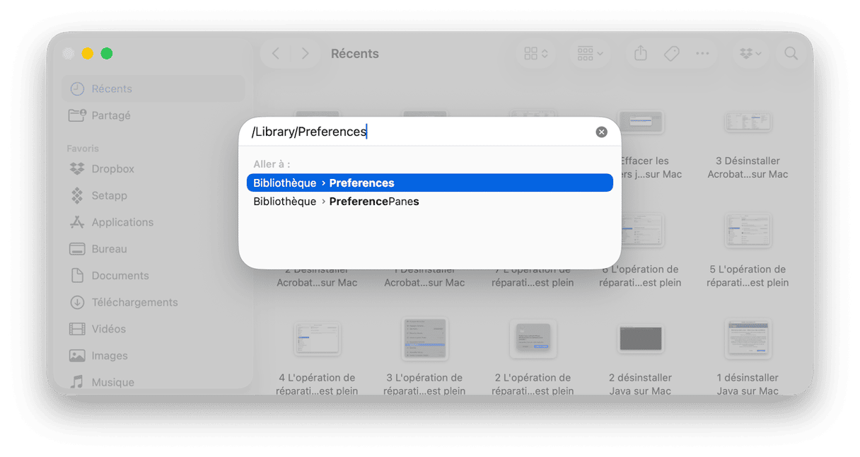 R&eacute;p&eacute;tez &agrave; nouveau l'&eacute;tape 2, cette fois avec le dossier /Biblioth&egrave;que/Preferences