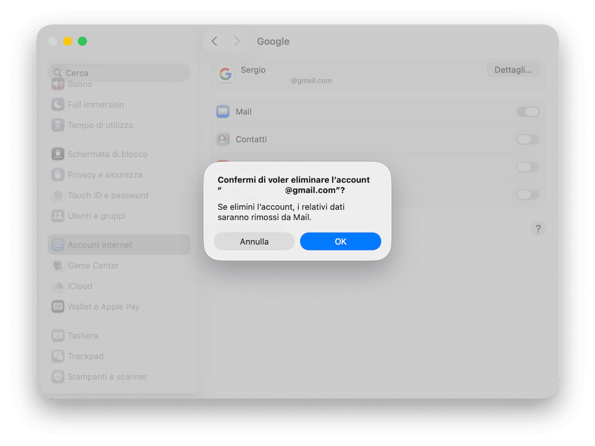 Fai clic sul menu Apple e vai in Impostazioni di Sistema > Account Internet