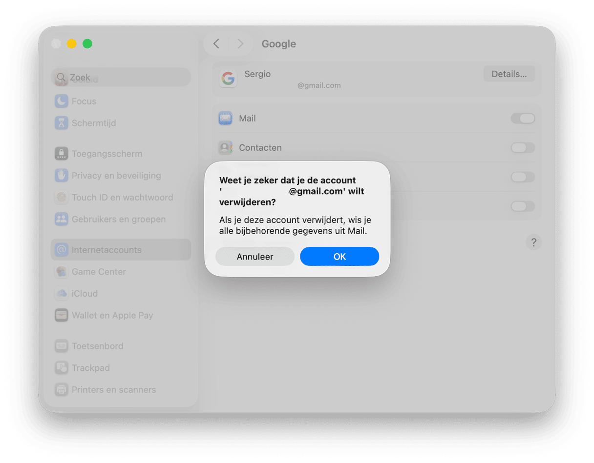 Klik op het Apple-menu en ga naar Systeeminstellingen > Internetaccounts