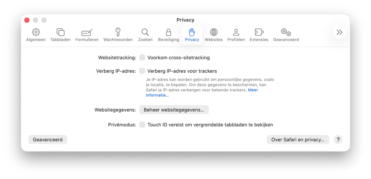 Open Safari en ga naar 'Instellingen' in de menubalk
