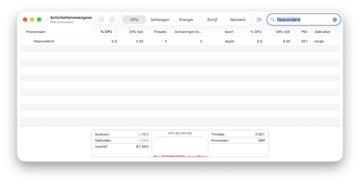 fileproviderd is een proces dat op je Mac wordt uitgevoerd om clouddiensten