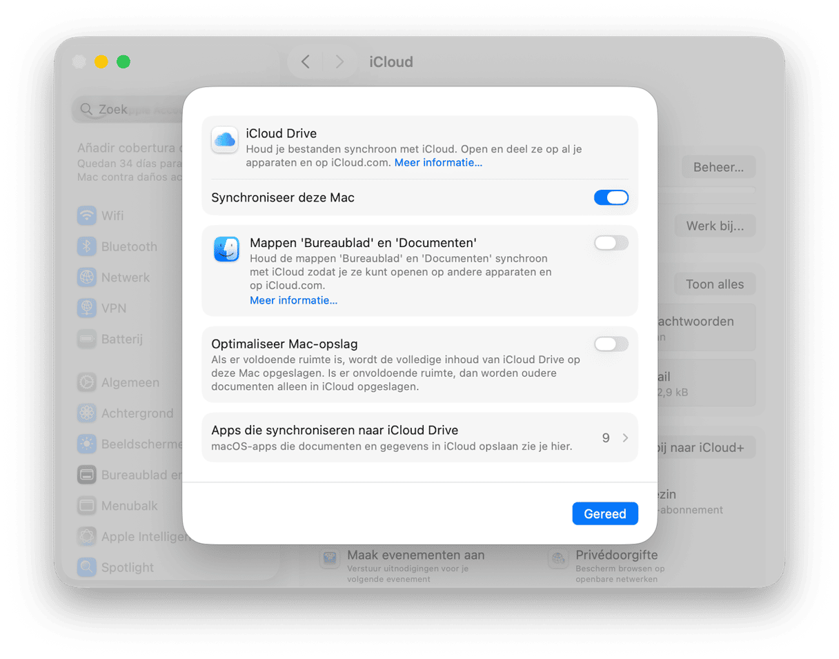 Synchronisatie met iCloud Drive uit- en weer inschakelen