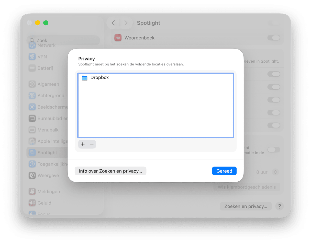 Voorkomen dat Spotlight de clouddienst-map indexeert