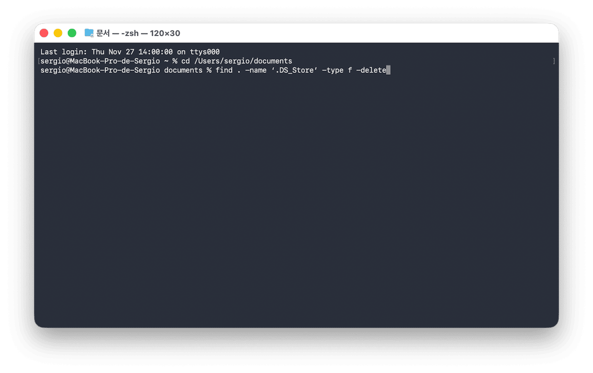 수동 방법: 터미널로 직접 삭제하기
