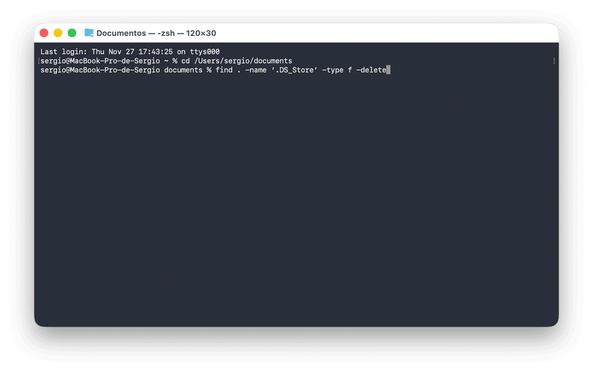 Apague manualmente os arquivos .DS_Store