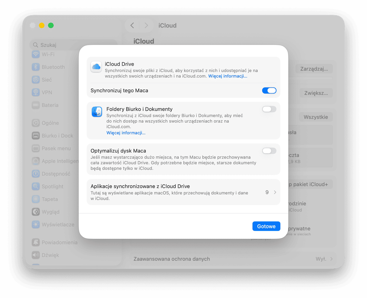 Sprawdź synchronizację iCloud