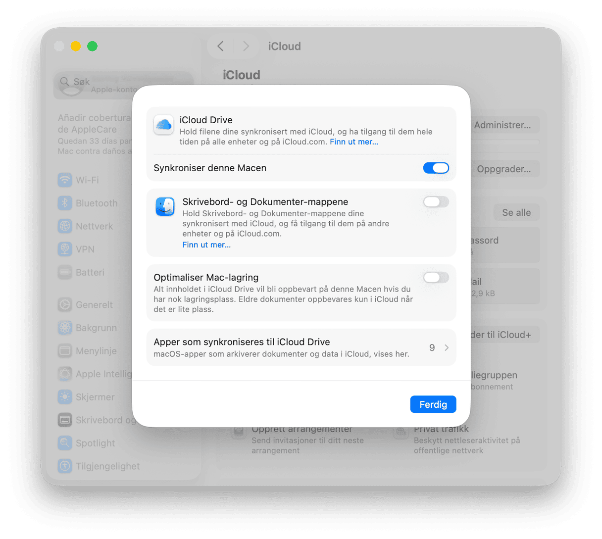 Sjekk iCloud-synkroniseringen