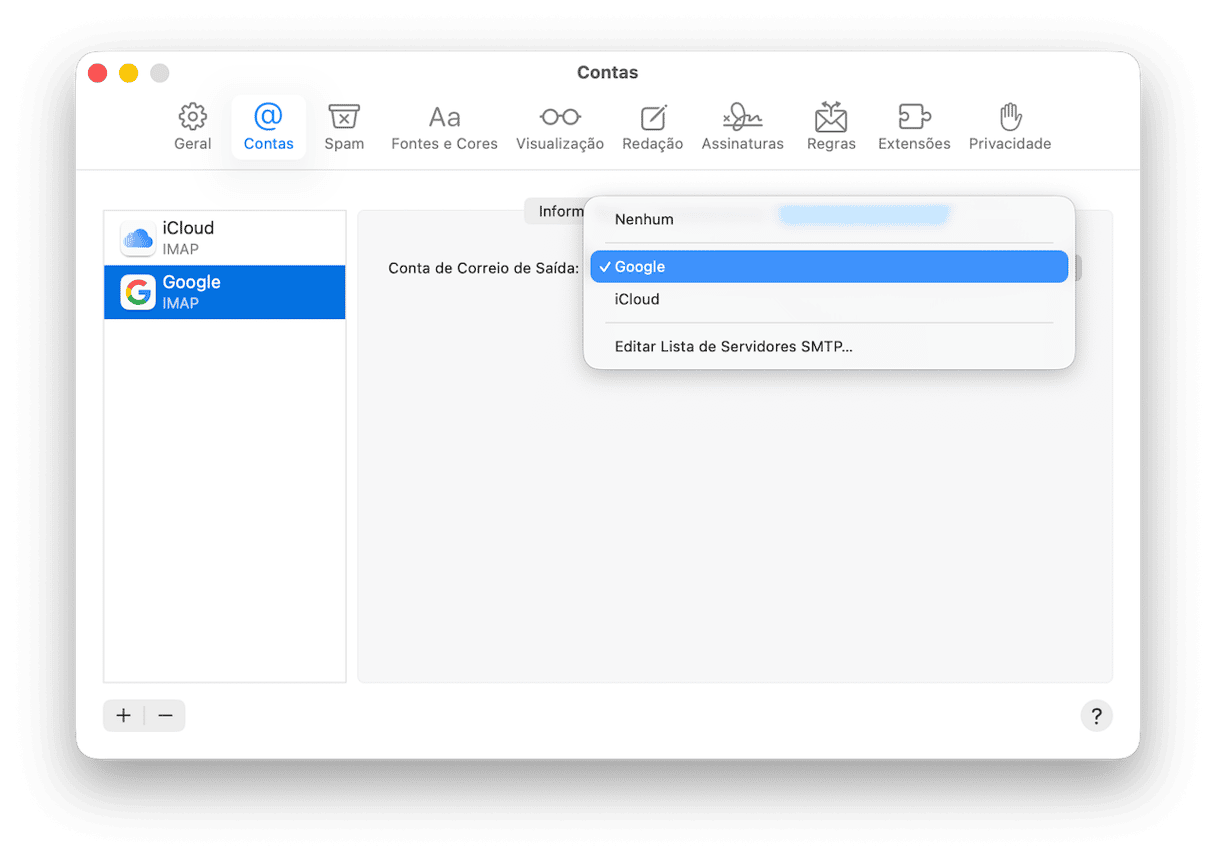 impossibilidade de mandar mensagens de e‑mail