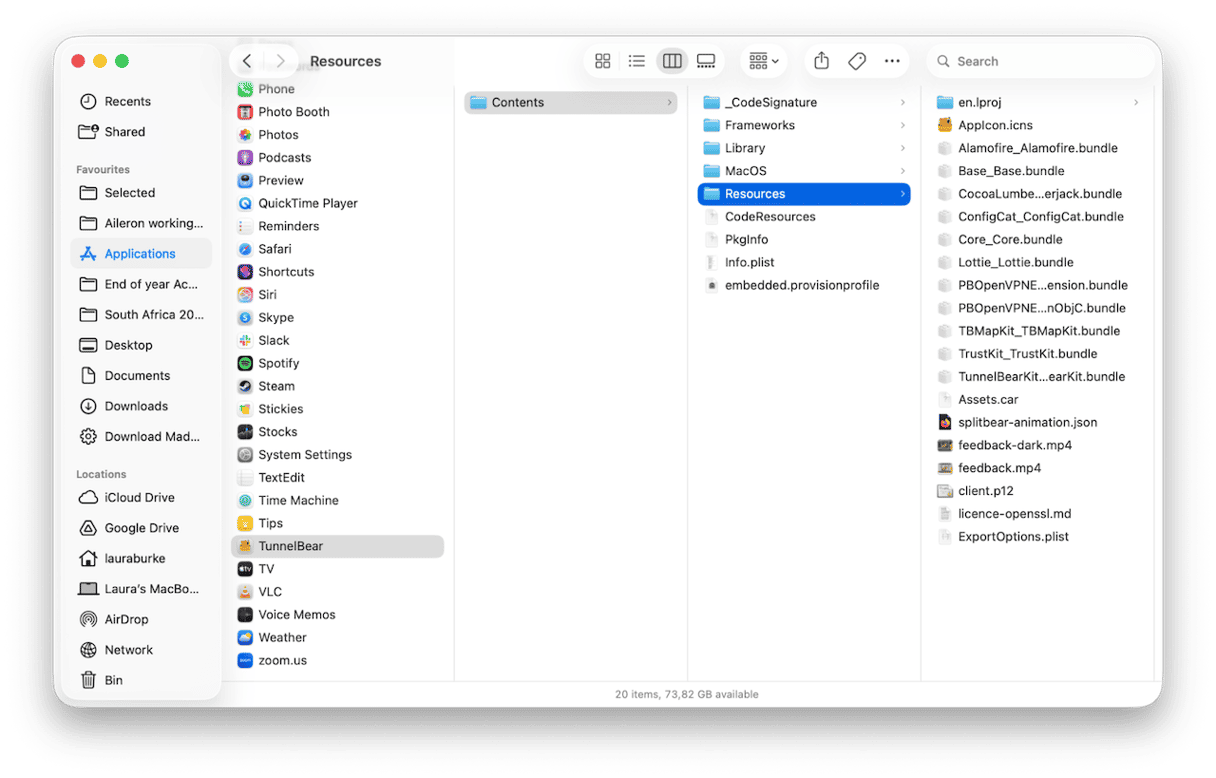 Open Applications in Finder and locate VPN