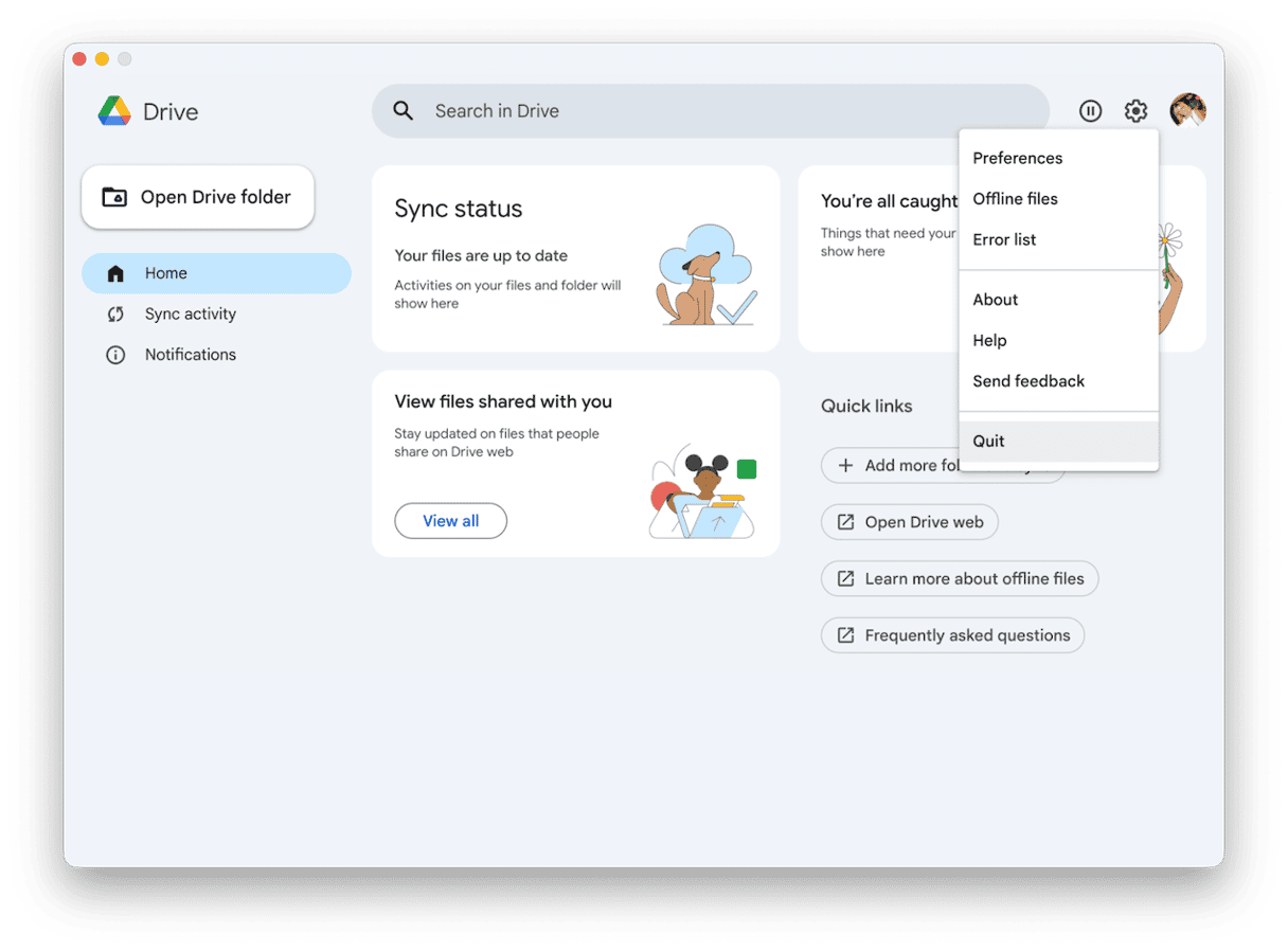 Quit Drive for desktop