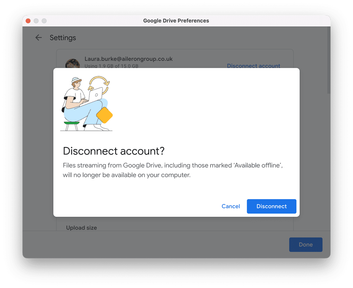 Fully disconnect from your Google Drive desktop account