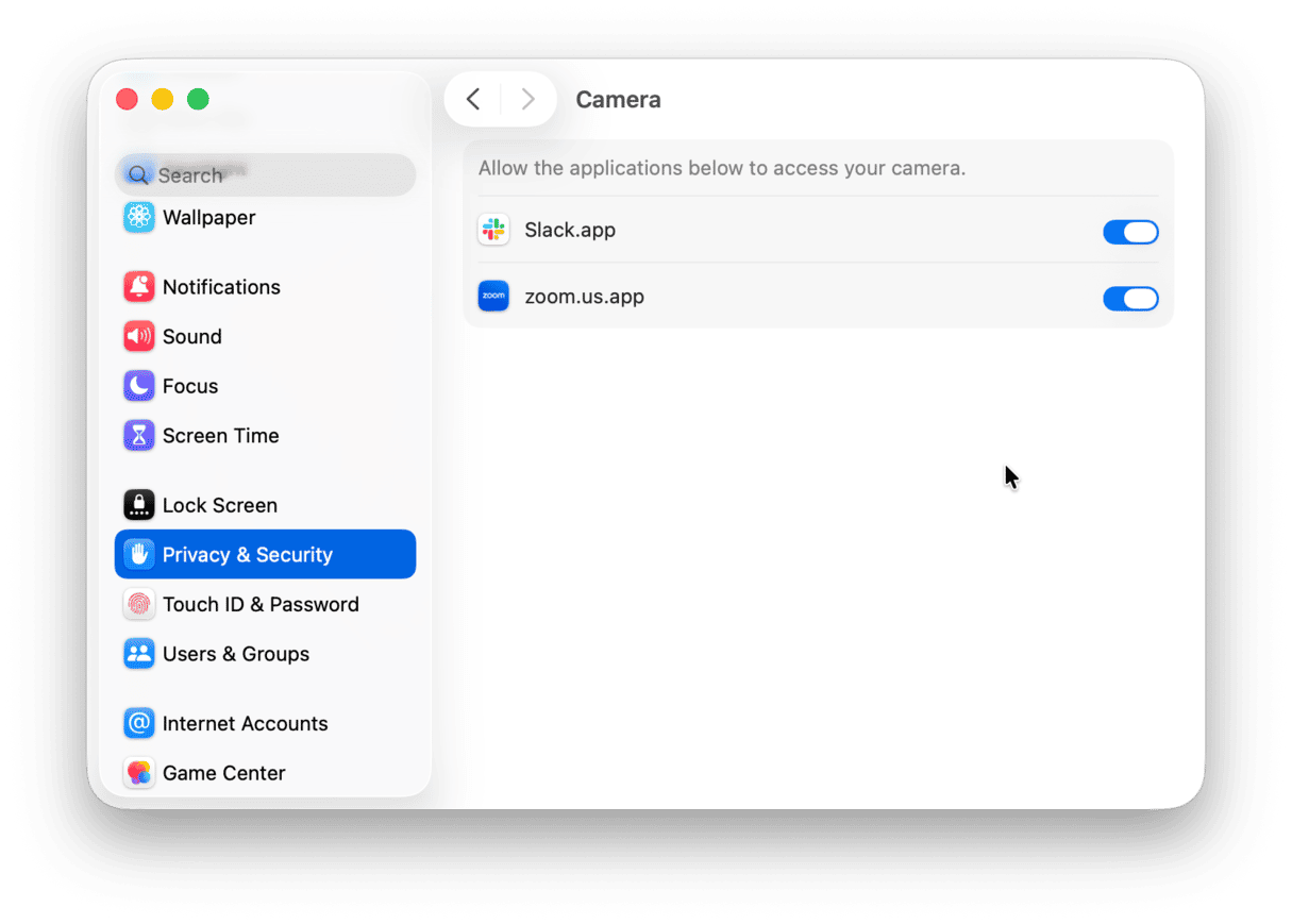 Check which apps can access camera