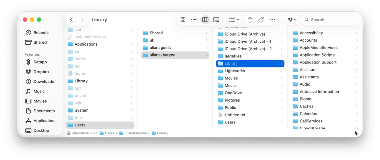 Library folder on Mac