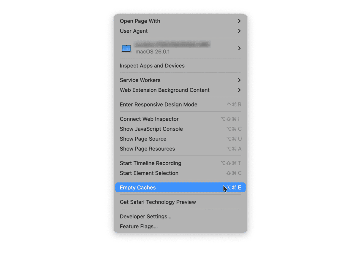 Empty caches in Safari