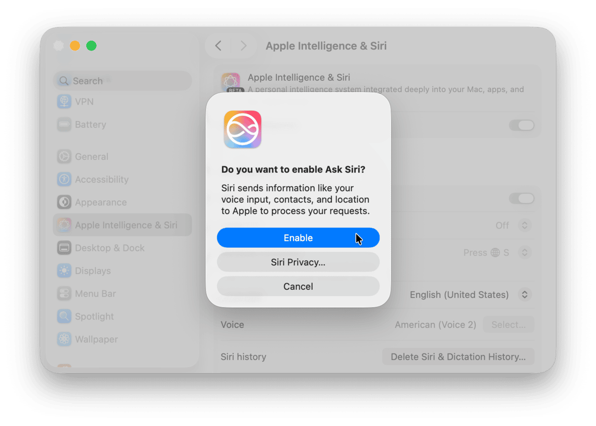 How to turn on Siri on Mac