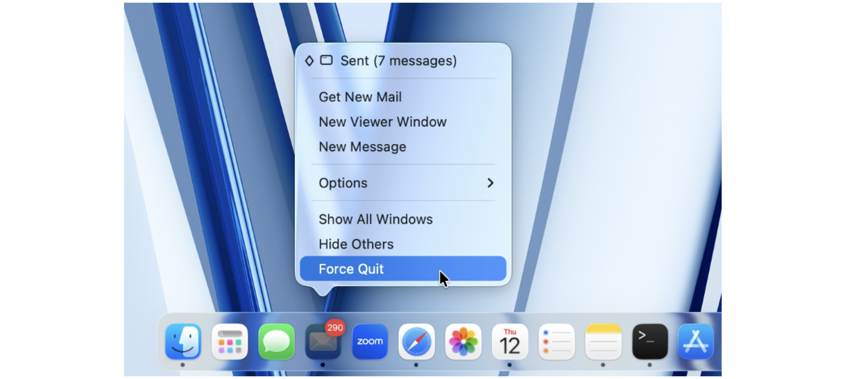 Force quit the Mail app
