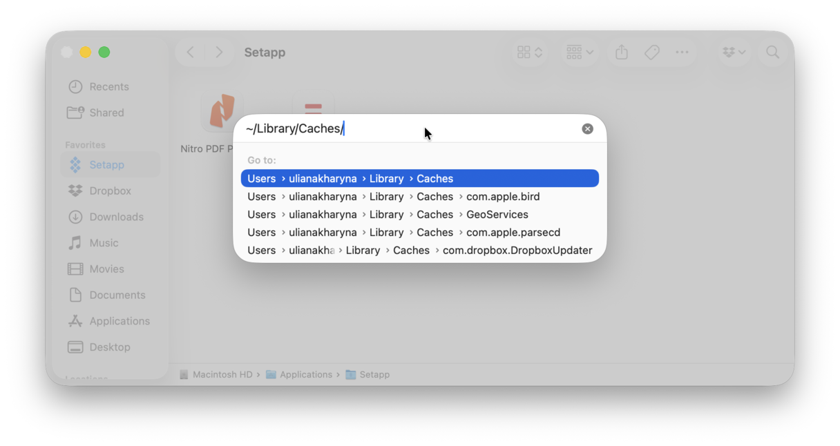 Clear user cache files
