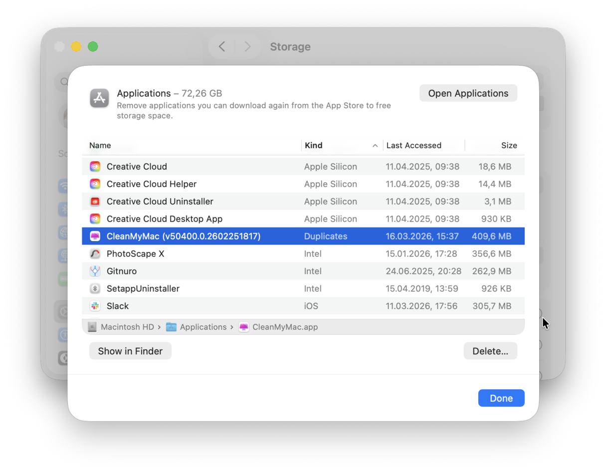 How to find duplicate apps on Mac