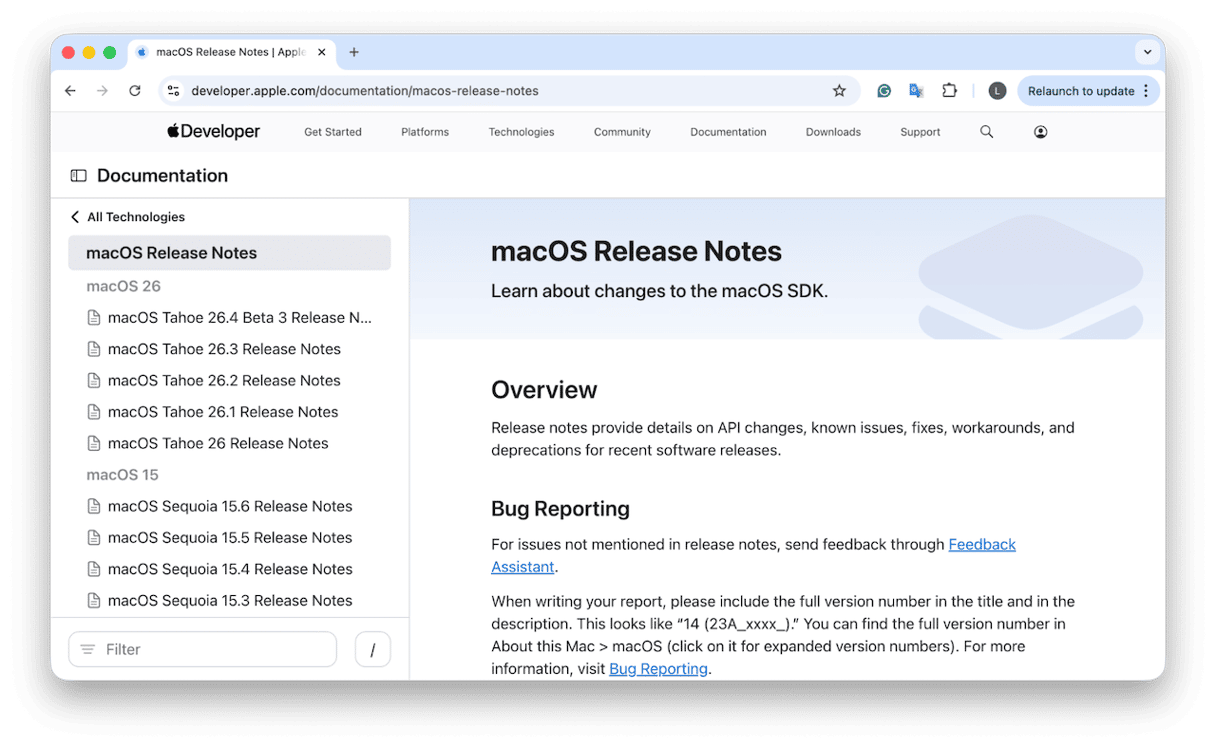 Apple&rsquo;s official release notes