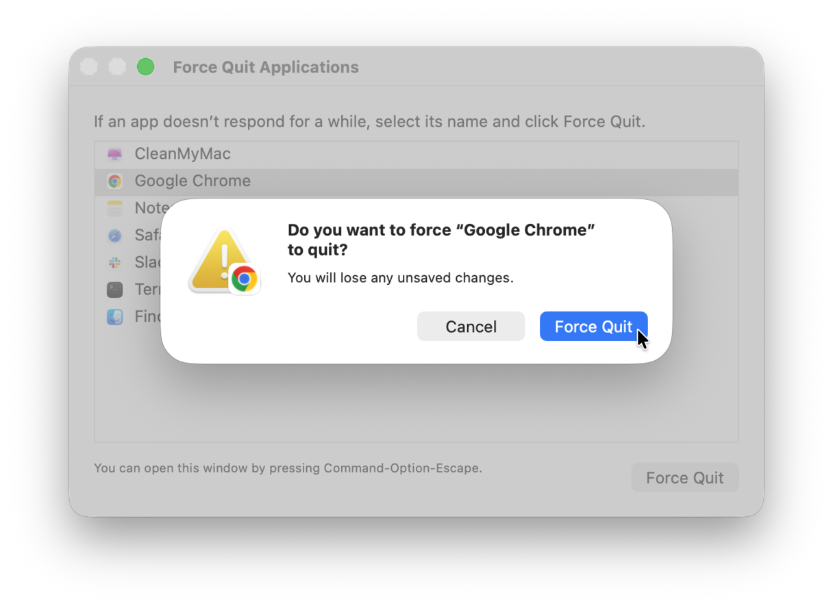 How to force quit browsers on Mac