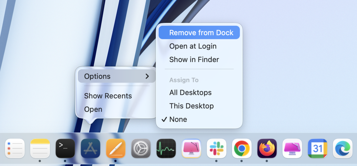 How to remove an app from Dock