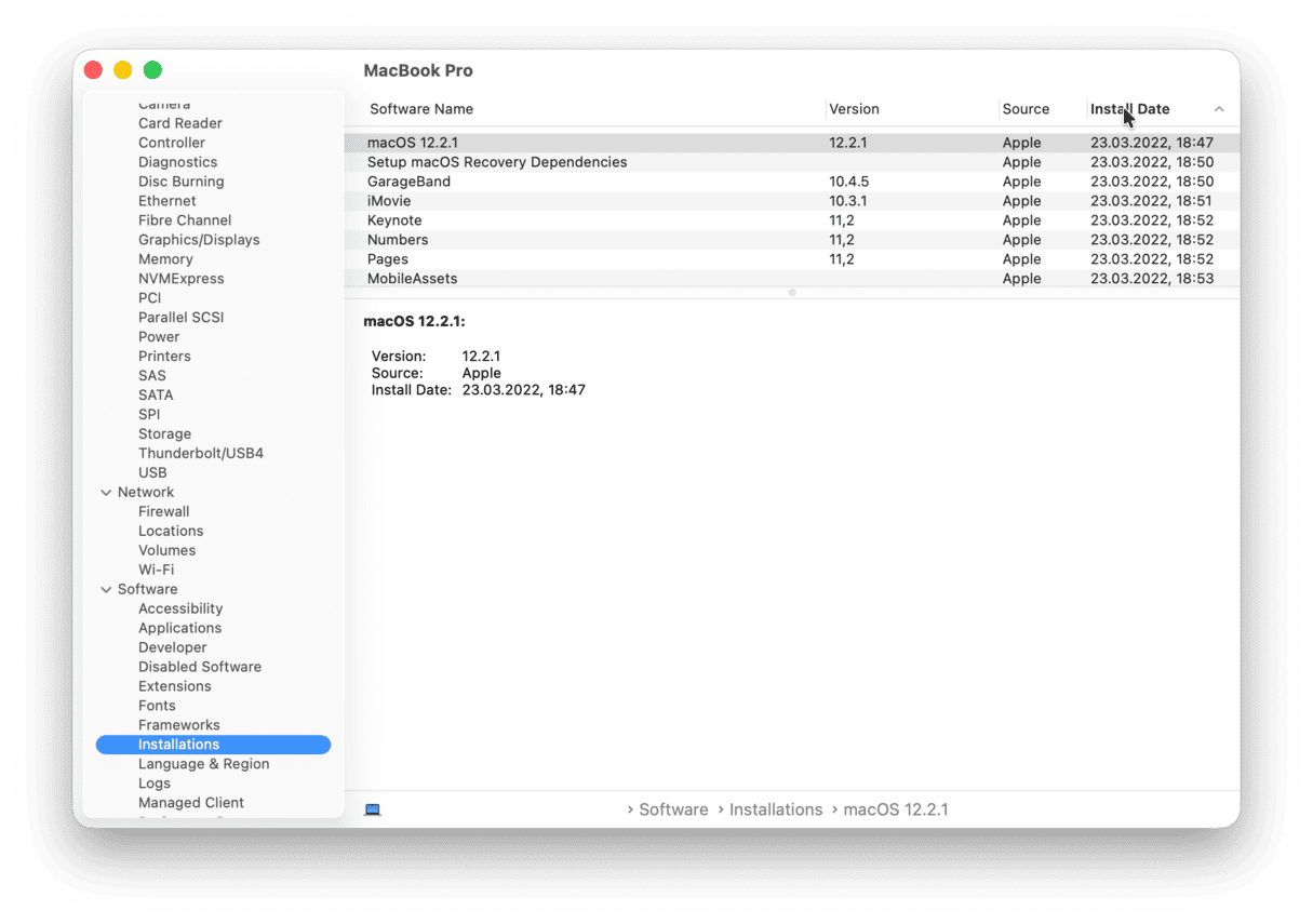 How to check the latest installations on Mac
