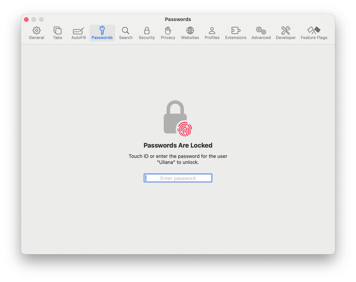 Safari password manager