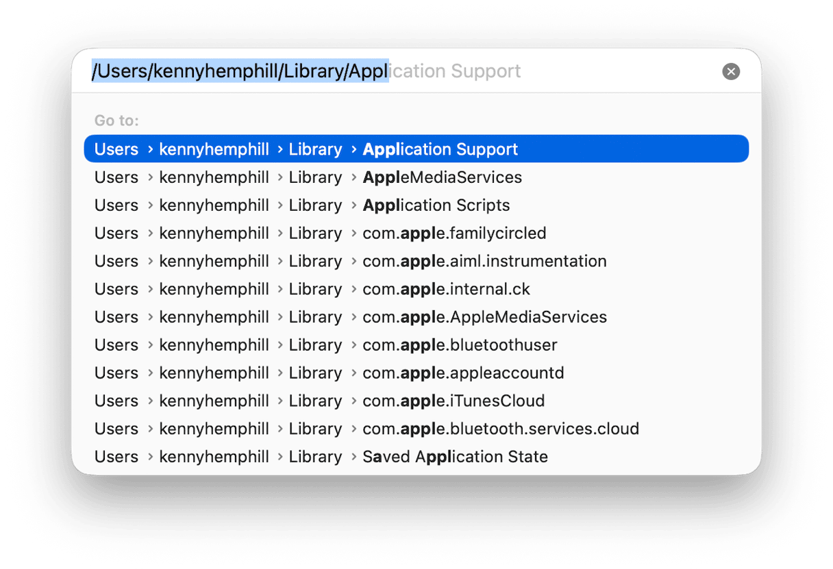 In the text box, paste the following path and press Return: ~/Library/Application Support/discord/