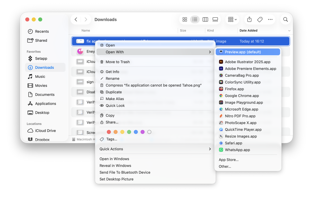 Look for the file in Downloads folder