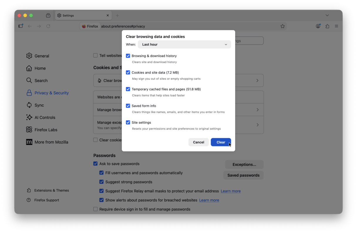 How to remove Firefox data without uninstalling it