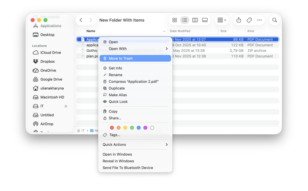 Deleting files from external drive