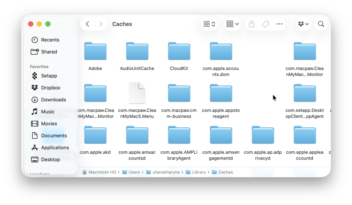 Cache folders on Mac