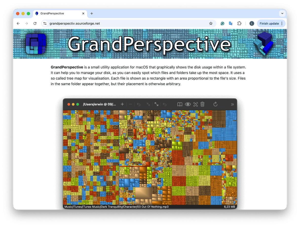 GrandPerspective cleaner app for Mac