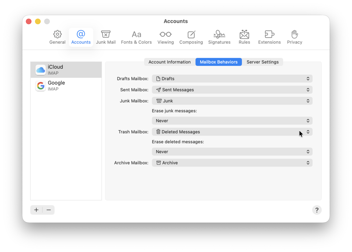 How to force empty trash in Mail app