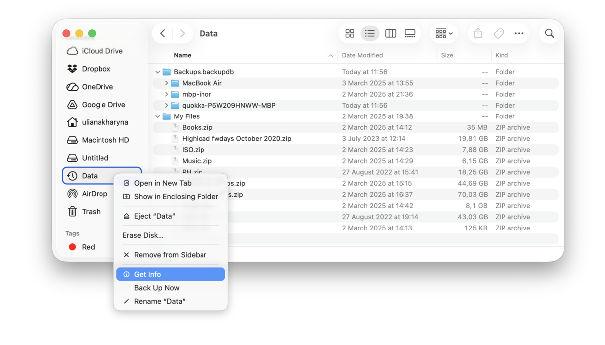 How to check the format of the external drive on Mac