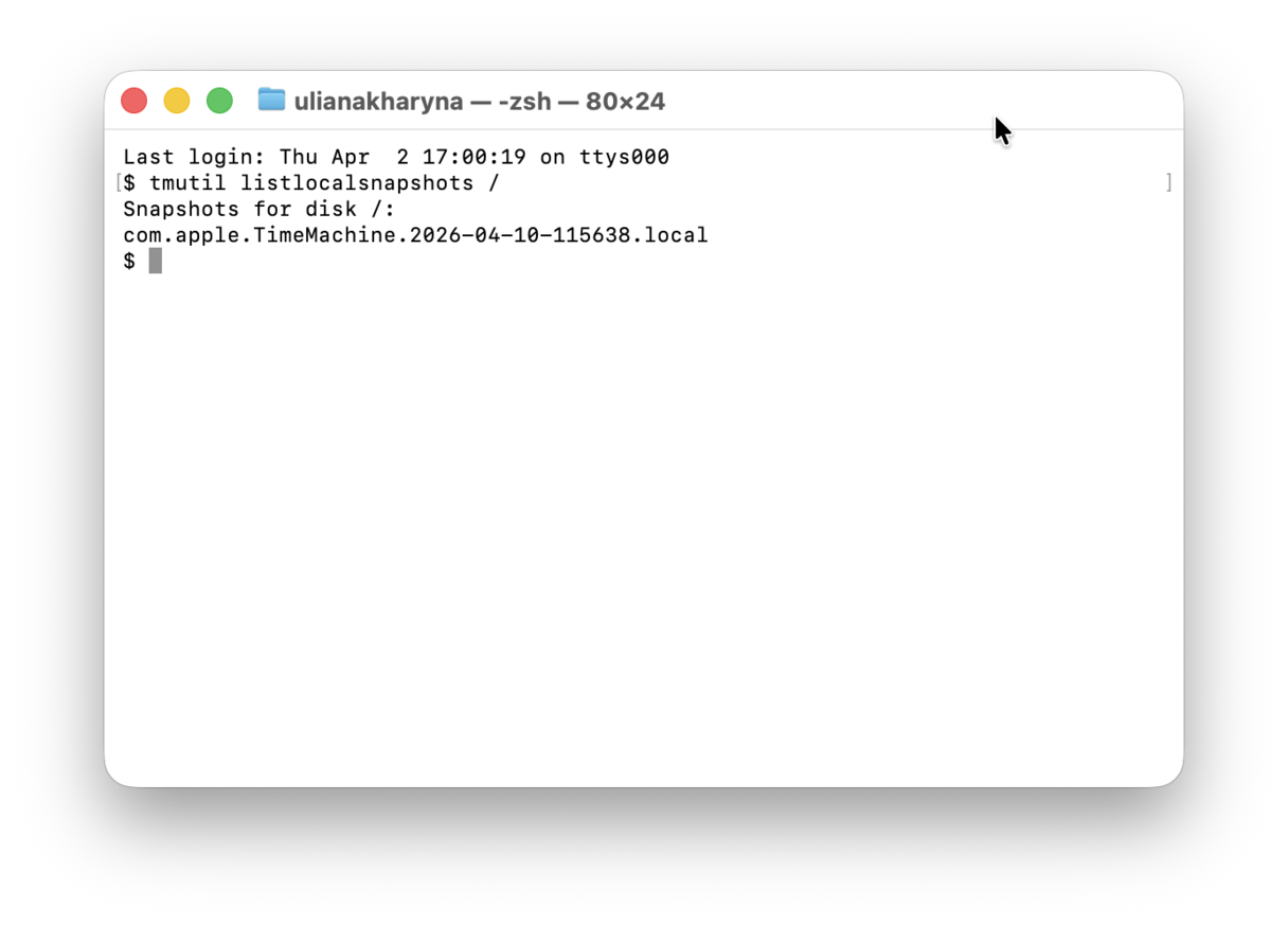 Delete local snapshots