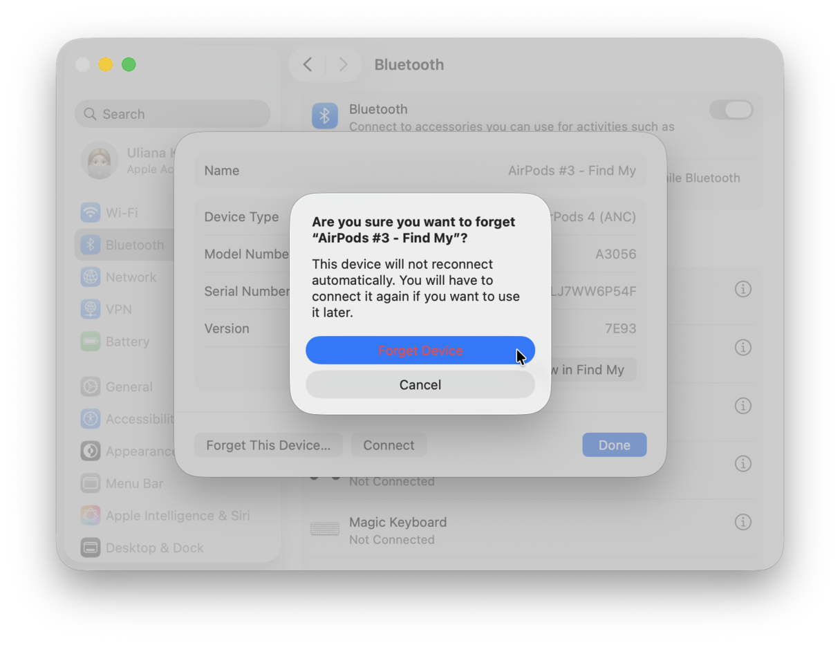 How to forget Bluetooth device on Mac