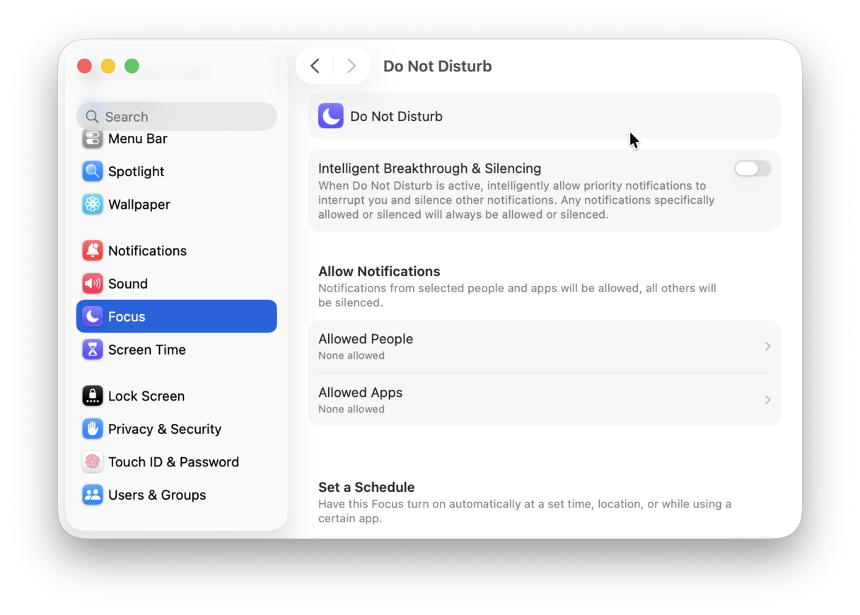 Do Not Disturb on Mac