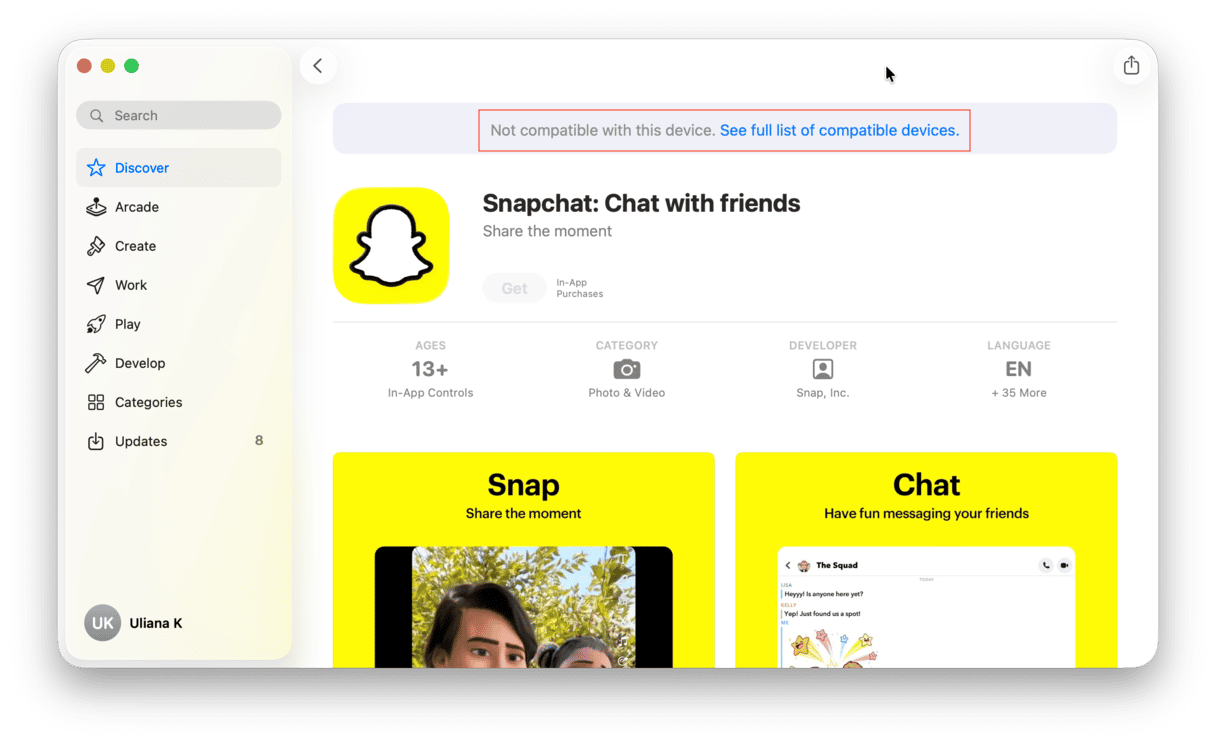 Snapchat on Mac