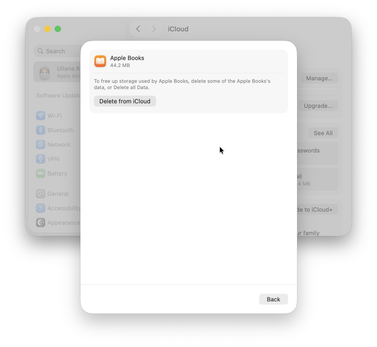 iCloud Settings on Mac