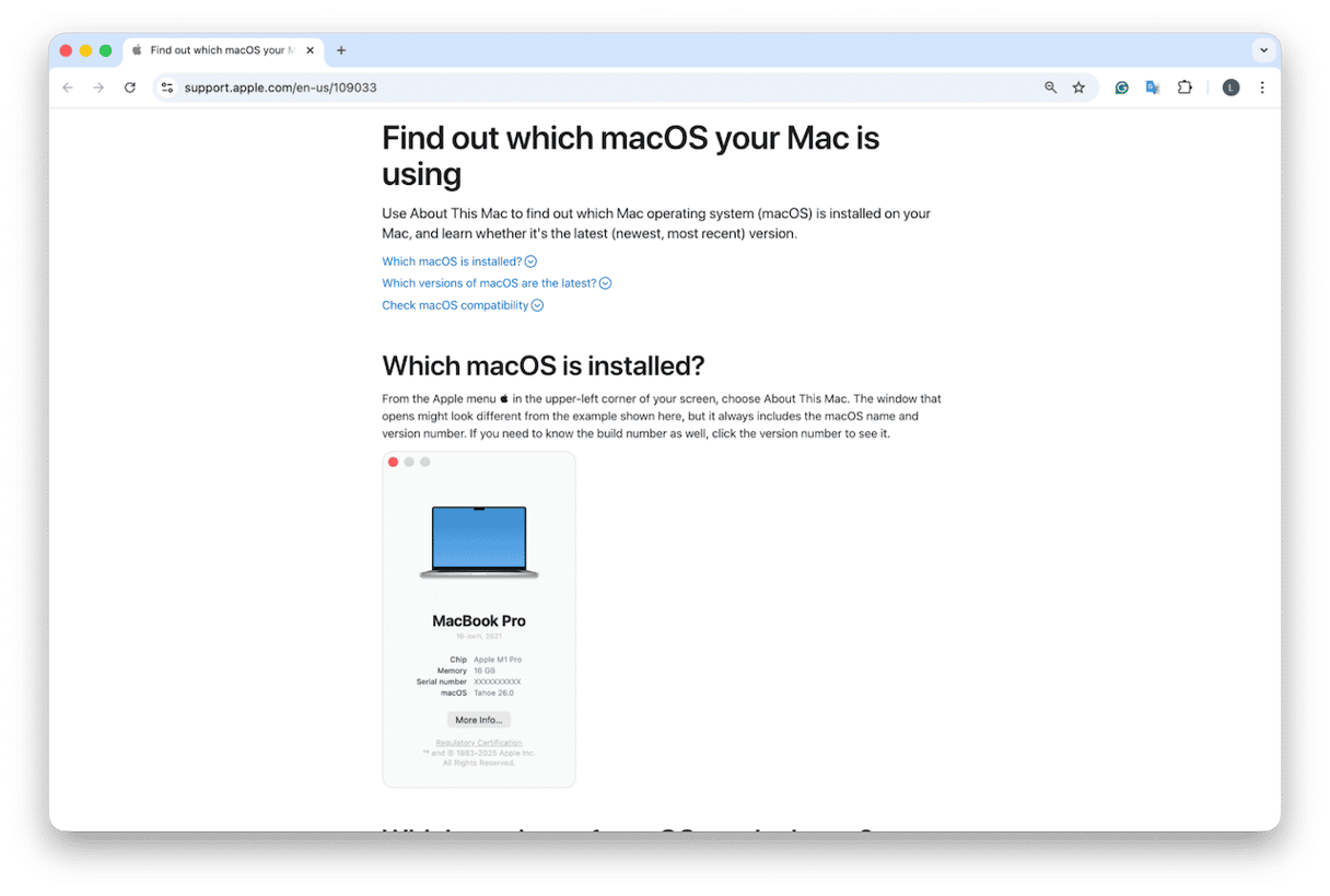 Check macOS and compatibility