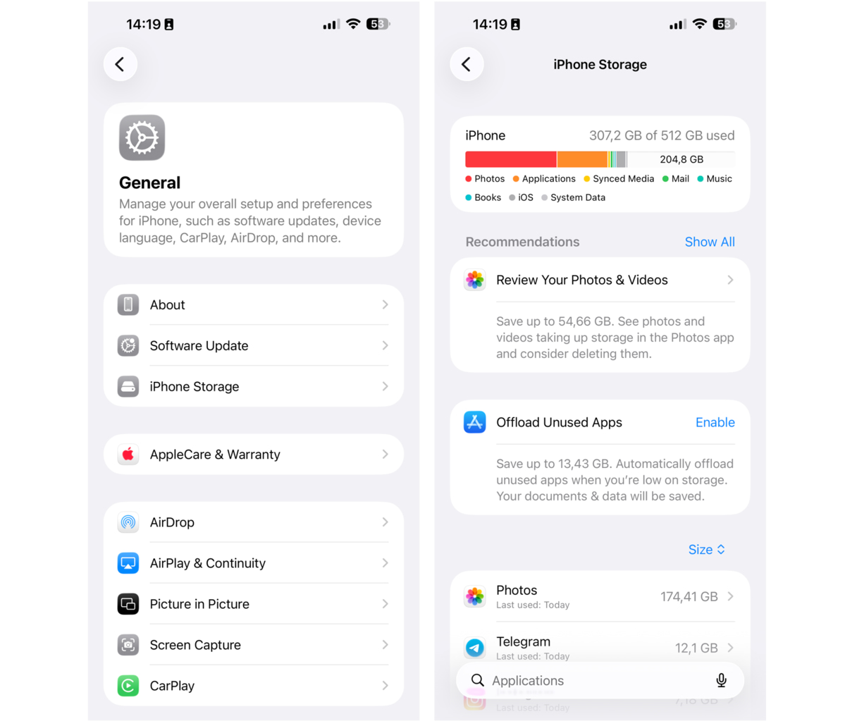 iPhone Storage